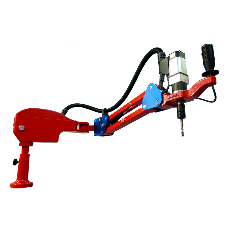 Electric tapping machine with balanced arm.